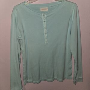 Liz Claiborne Light Blue Button-Front Tunic
